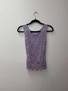 Lavender Crochet Tank Top - Women's Sleeveless Knit